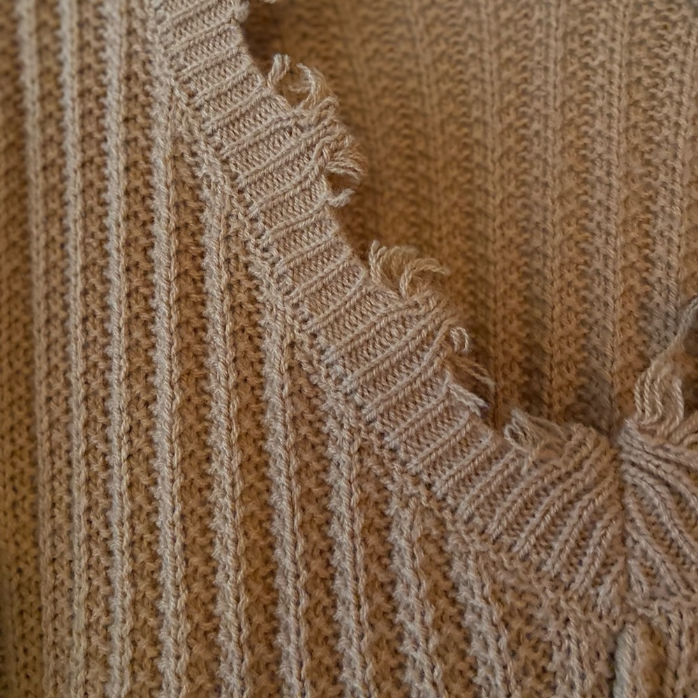 Sweater, tan, distressed, like new